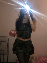 Camo Pattern Top & Skirt Set