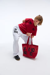 Weekend warrior typography printing tote-bag (Red)_1