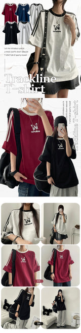 モダインアスラントナグランバタフライトラックラインショートスリーブtシャツ