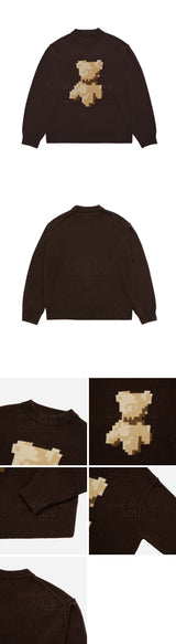 24FW ピクセルベアアートワークニット ブラウン