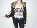 Brown knit zip-up