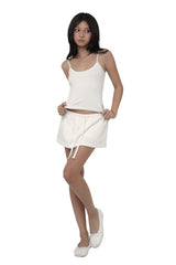 Basic logo low rise sweat skirt, White