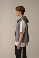 HOODED PATTERN POINT VEST (GRAY)