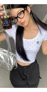クラシックドットUネッククロップ半袖Tシャツ