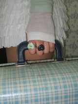 Sewing Button Ring (Heart, Light green)