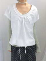 embossed shirring strap t
