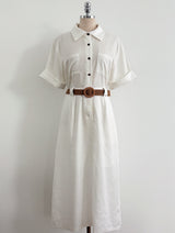 Moan Linen Pocket H-Line Shirt One Piece (Belt Set)