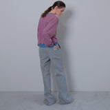 Gray Slit Snap Long Pants