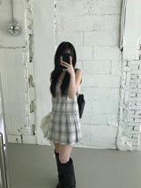 Check Pleated Mini Dress (2 colors)