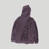 SLASHED CHECK HOODIE: PURPLE