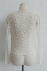 カウルネック レーストップス (IVORY, PINK)