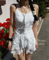 Hazle Cancan Ribbon Strap Sleeveless Mini Dress