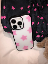 PINK star flutter magsafe glass case