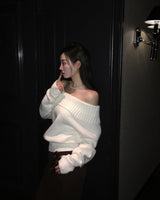 [BELLIDE MADE] KISSME, オフショルダーフィンガーホールニット