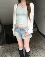 ライトデニムダメージショーツ