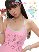 BETWEENANDx sunonebird ドルフィンビーズマルチカラーストラップトップ