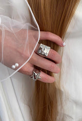 Cubic DOT silver ring SET