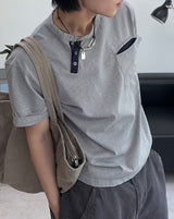 Tez diagonal Henley neck t-shirt