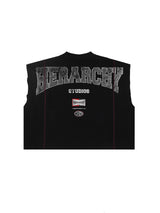 HIERARCHY STUDIOS TMTNW - ブラックトリンプオーバーサイズスリーブレス