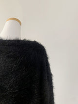 Katsumi Loose-Fit Fur Cardigan (Black)