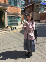 Lehiji Banding Check Balloon Long Skirt