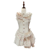 Rose Island flowers on the day the autumn fog arrives, an irregular, broken-sense fitted dress, with adjustable fit
