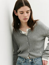BASIC LINEN CARDIGAN GRAY