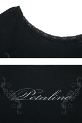 ペタラインレースTEE black