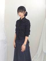 ruffle frill checkered short shirt