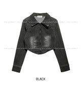ベトウォッシングカットクロップデニムセット ジャケット