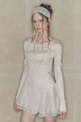 LACE BOATNECK TOP white