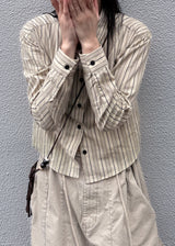ラインストライプクロップシャツ