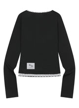 RASE LACE CROSS V-NECK LONG SLEEVE T (4COLOR)