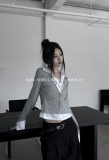 basic shirt layered cardigan (2color)