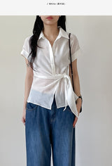 [Short Sleeve ver.] Kaya Wrap See-through Roll-up Shirt