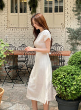 Opil Balloon Sleeve Linen Long One Piece