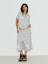 NY アップリケSSフードジップアップ GREY