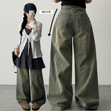 Mack Washing Stripe Diagonal Slot デニムワイドパンツ