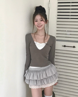 [♡MADE♡] seed race v layer button tee