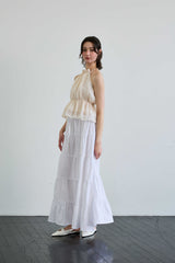 PEARL HALTERNECK TOP / IVORY