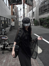 シースルーオーバーフィットニットケープ