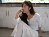 3/4 Rib Henley Neck Button T (White)