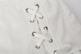 Linen lace-up skirt