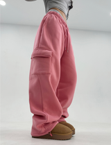 (FLEECE🔥) カーゴストリングフリース ジェリープリーツ ワイドフリースパンツ - 4カラー