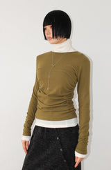 (Brushed) SHIRRING LAYER LONGSLEEVE