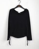 Elt ボカシシャーリングストラップスリムフードTシャツ