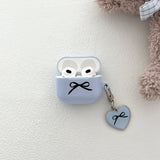 ribbon heart epoxy keyring(lavender blue)
