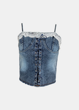 Vicky Denim Eyelet Top