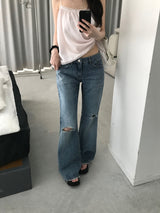 ルカ セミデニムブーツカットパンツ (one color)