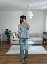 big dot off shoulder tee